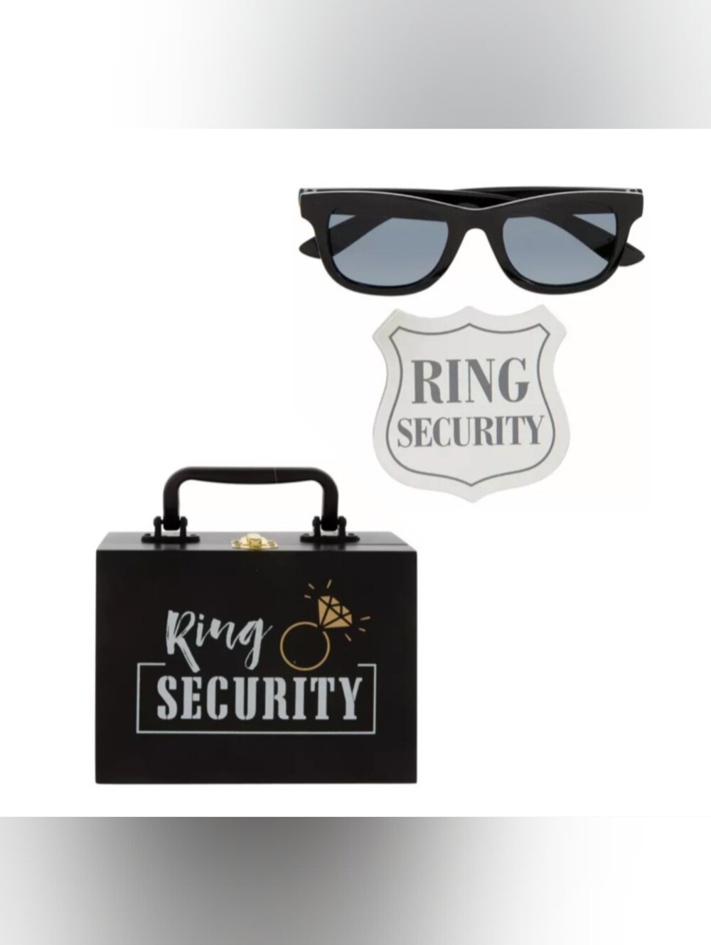 Ring Security Badge, Sunglasses & Security Wood Briefcase Box